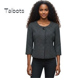 Talbots Black & White Cotton Jacket NWOT Size 8